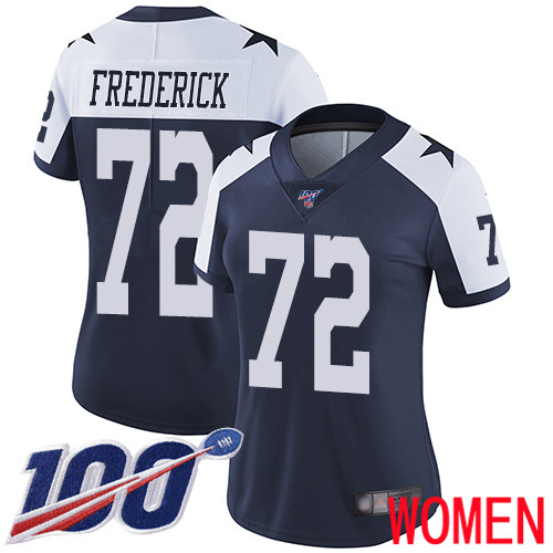 Women Dallas Cowboys Limited Navy Blue Travis Frederick Alternate #72 100th Season Vapor Untouchable Throwback NFL Jersey->women nfl jersey->Women Jersey